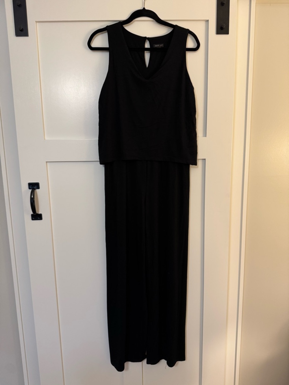 J. Jill Black Sleeveless maxi pant suit with Keyhole back.